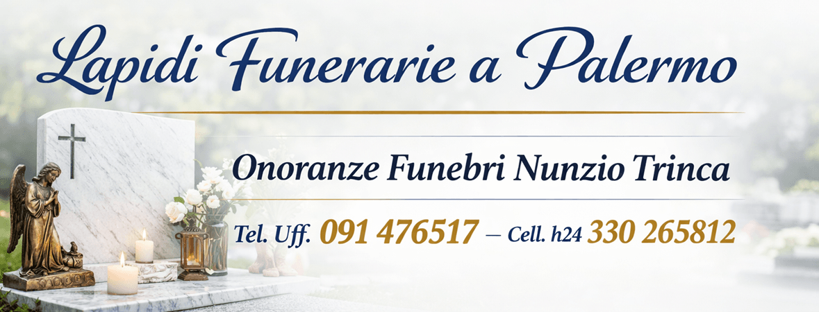 Realizzazione lapidi cimiteriali a Palermo con croce e fotoceramica.